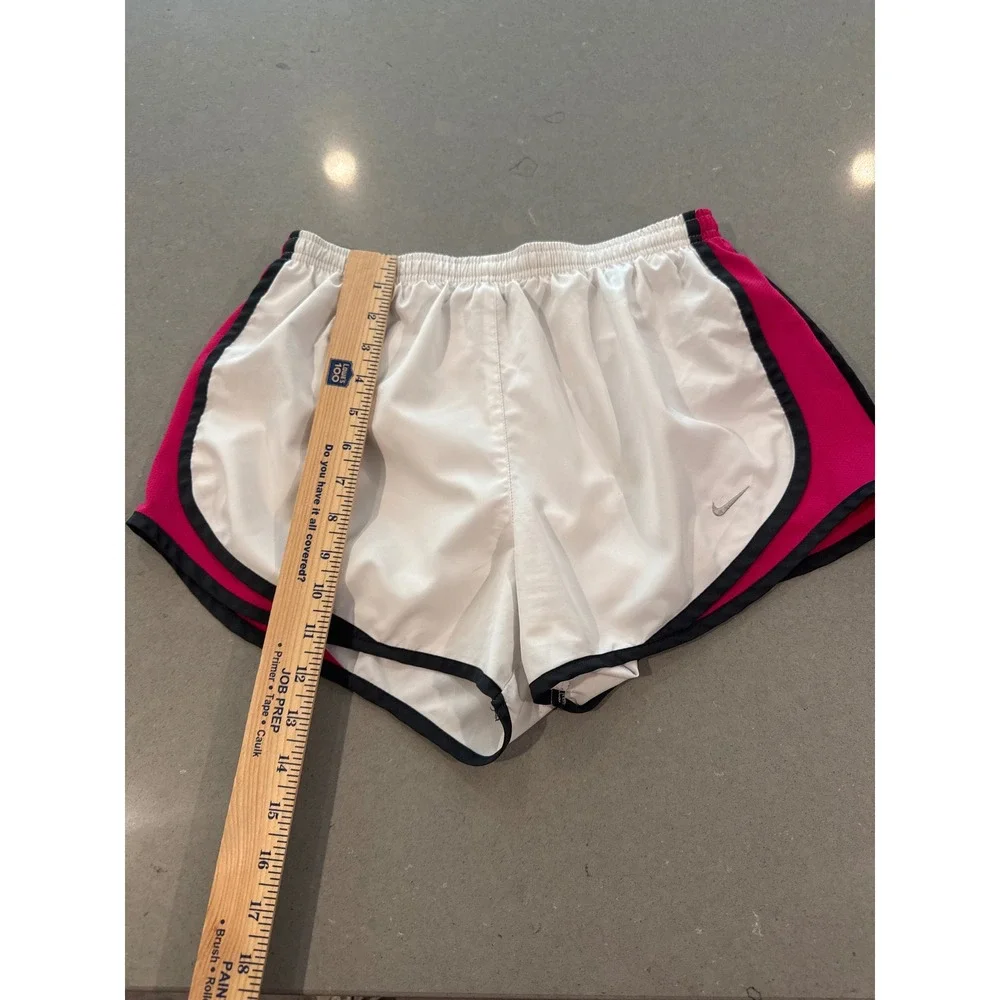 Nike Dri FIT Running Shorts‎ Womens Medium White Pink Black Athletic Gym